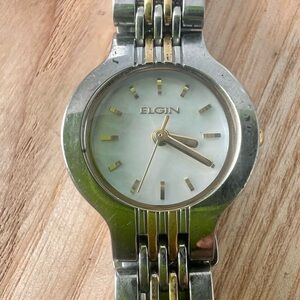 Dainty Elgin ladies two toned dress watch NEW BATTERY